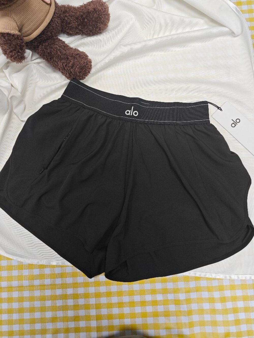 🏸ALO Yoga Match Point Athletic Shorts Black NEW💟High/Low Waist everyday shorts - Picture 1 of 7